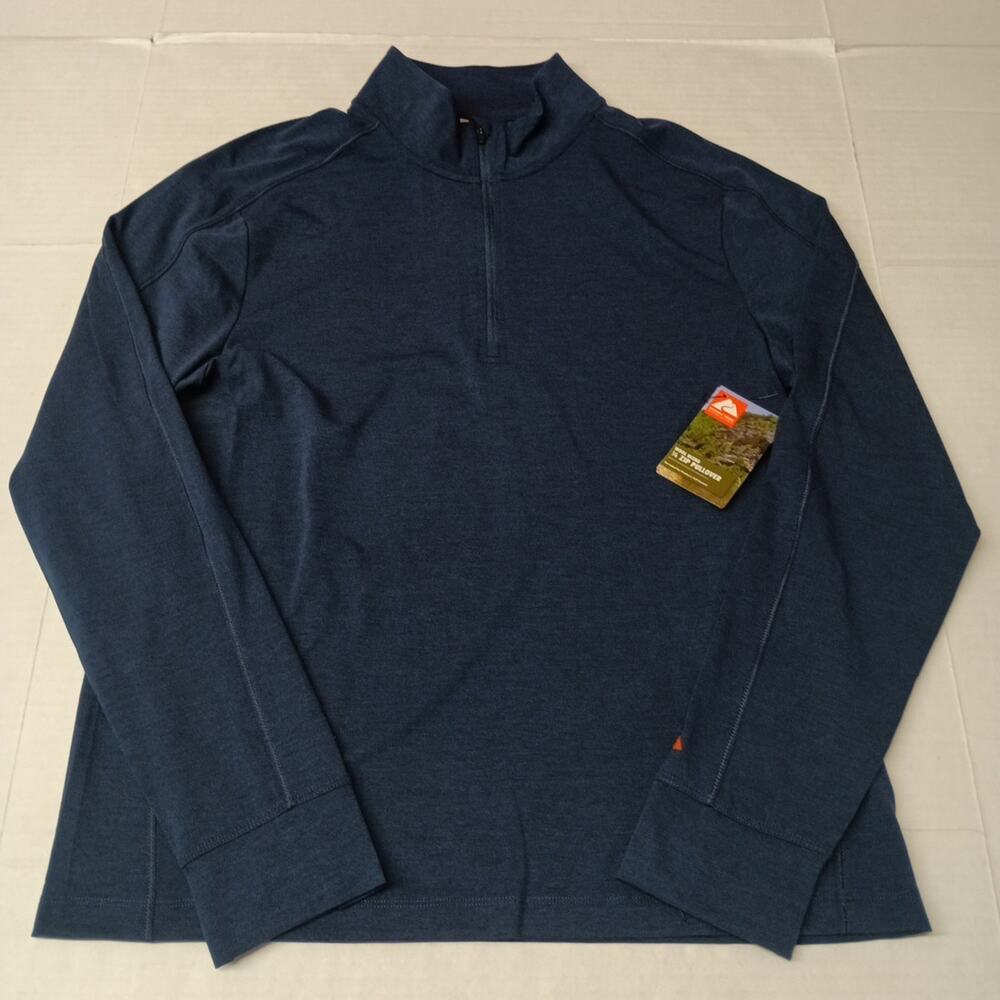 Ozark Trail Mens Quarter Zip Pullover Size M Blue Wool‎ Blend